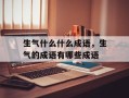 生气什么什么成语，生气的成语有哪些成语