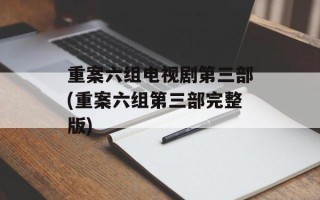 重案六组电视剧第三部(重案六组第三部完整版)