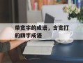 带宽字的成语，含宽打的四字成语