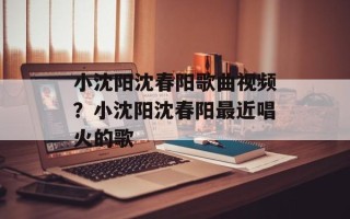 小沈阳沈春阳歌曲视频？小沈阳沈春阳最近唱火的歌