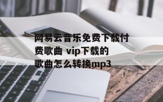 网易云音乐免费下载付费歌曲 vip下载的歌曲怎么转换mp3