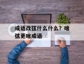 成语改弦什么什么？啥弦更啥成语
