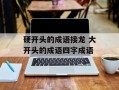 硬开头的成语接龙 大开头的成语四字成语