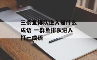 三条鱼排队进入是什么成语 一群鱼排队进入打一成语