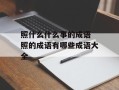 照什么什么事的成语 照的成语有哪些成语大全