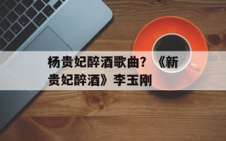 杨贵妃醉酒歌曲？《新贵妃醉酒》李玉刚