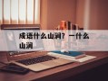 成语什么山涧？一什么山涧