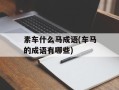 素车什么马成语(车马的成语有哪些)