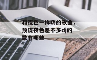 和夜色一样嗨的歌曲，预谋夜色差不多dj的歌有哪些