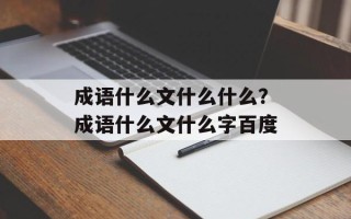 成语什么文什么什么？成语什么文什么字百度
