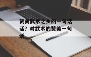 赞美武术之乡的一句话话？对武术的赞美一句话