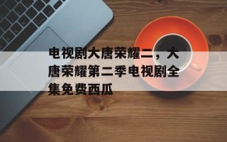 电视剧大唐荣耀二，大唐荣耀第二季电视剧全集免费西瓜