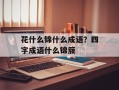 花什么锦什么成语？四字成语什么锦簇