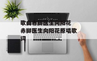歌曲赤脚医生向阳花 赤脚医生向阳花原唱歌词
