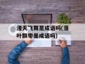 漫天飞舞是成语吗(落叶飘零是成语吗)