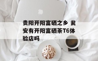 贵阳开阳富硒之乡 瓮安有开阳富硒茶T6体验店吗