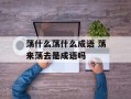 荡什么荡什么成语 荡来荡去是成语吗