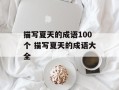 描写夏天的成语100个 描写夏天的成语大全