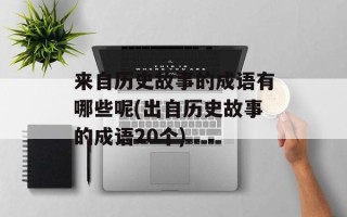 来自历史故事的成语有哪些呢(出自历史故事的成语20个)